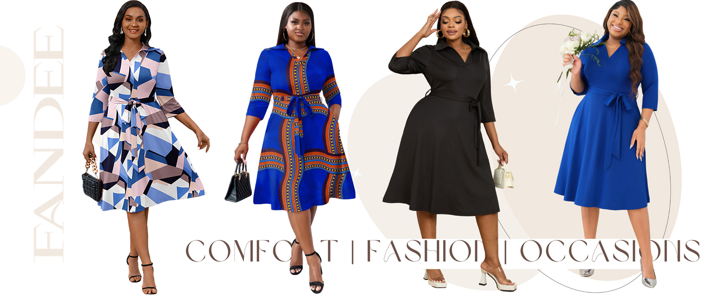 FANDEE African Midi Dress for Women V Neck for Wedding Guest